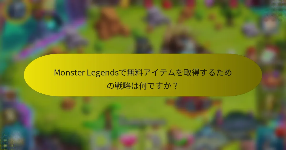 Monster Legendsで無料アイテムを取得するための戦略は何ですか？