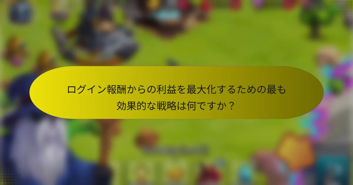 ログイン報酬からの利益を最大化するための最も効果的な戦略は何ですか？
