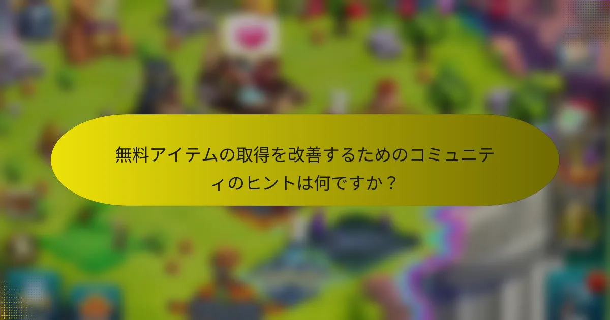 無料アイテムの取得を改善するためのコミュニティのヒントは何ですか？